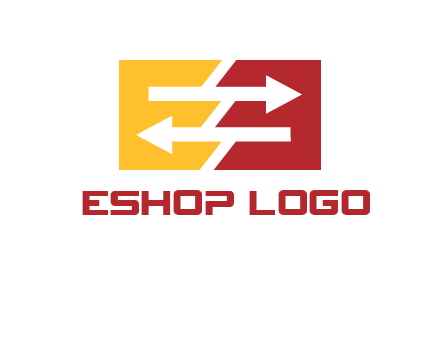Letters EE creating arrows inside rectangle logo