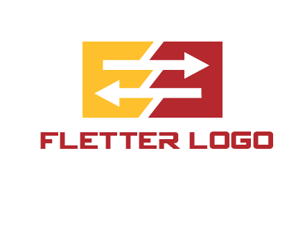 Letters EE creating arrows inside rectangle logo