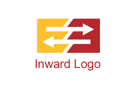 Letters EE creating arrows inside rectangle logo
