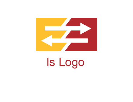 Letters EE creating arrows inside rectangle logo