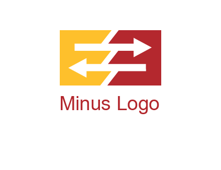 Letters EE creating arrows inside rectangle logo