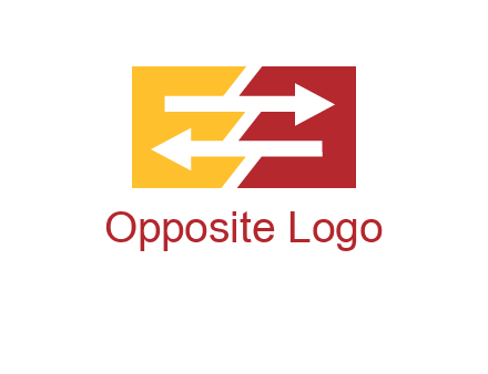 Letters EE creating arrows inside rectangle logo