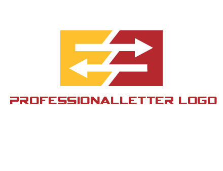 Letters EE creating arrows inside rectangle logo