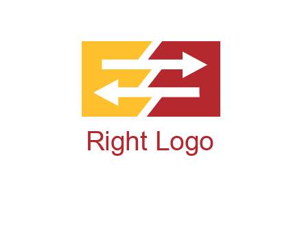 Letters EE creating arrows inside rectangle logo