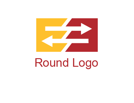 Letters EE creating arrows inside rectangle logo