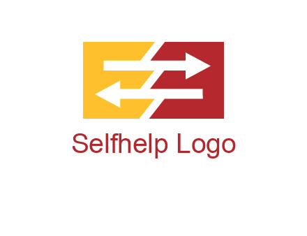 Letters EE creating arrows inside rectangle logo