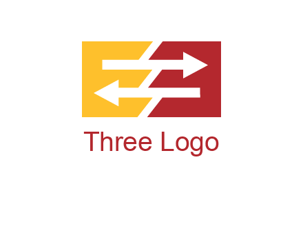 Letters EE creating arrows inside rectangle logo