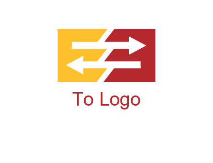 Letters EE creating arrows inside rectangle logo