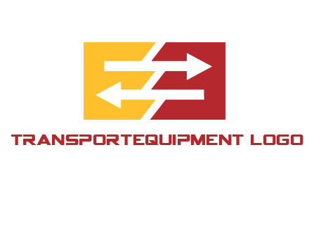 Letters EE creating arrows inside rectangle logo