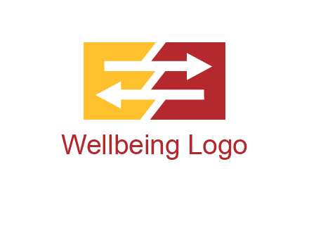 Letters EE creating arrows inside rectangle logo