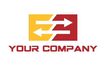 Letters EE creating arrows inside rectangle logo