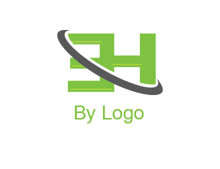 Swoosh around Letters EH logo