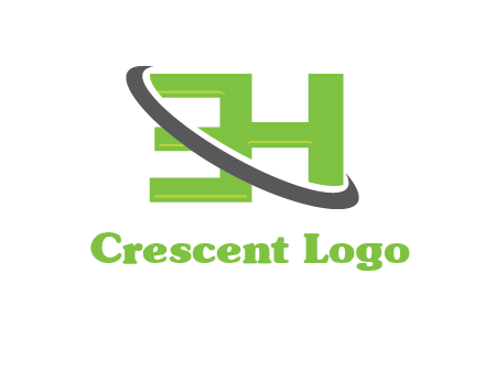 Swoosh around Letters EH logo