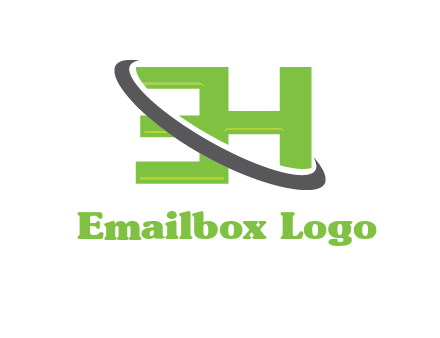 Swoosh around Letters EH logo