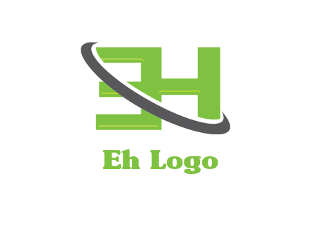 Swoosh around Letters EH logo