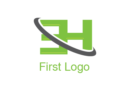 Swoosh around Letters EH logo