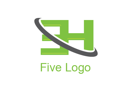 Swoosh around Letters EH logo