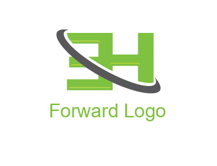 Swoosh around Letters EH logo