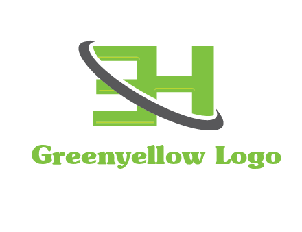 Swoosh around Letters EH logo