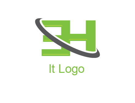 Swoosh around Letters EH logo