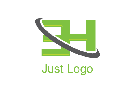 Swoosh around Letters EH logo
