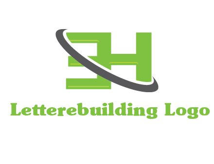 Swoosh around Letters EH logo