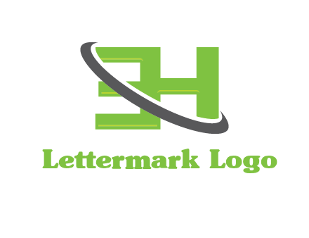 Swoosh around Letters EH logo