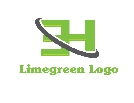 Swoosh around Letters EH logo