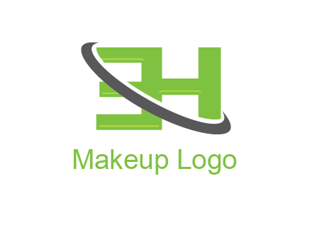 Swoosh around Letters EH logo
