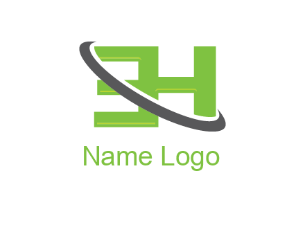 Swoosh around Letters EH logo
