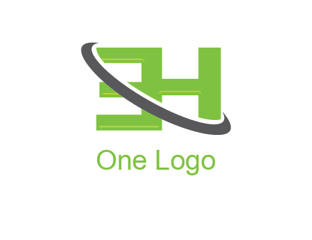 Swoosh around Letters EH logo