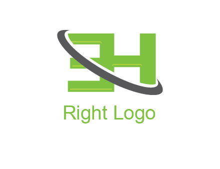 Swoosh around Letters EH logo