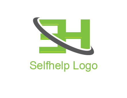 Swoosh around Letters EH logo