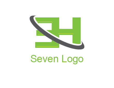 Swoosh around Letters EH logo