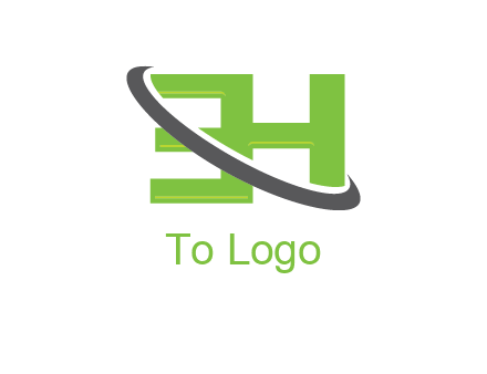 Swoosh around Letters EH logo
