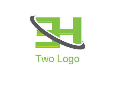 Swoosh around Letters EH logo