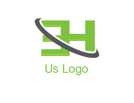 Swoosh around Letters EH logo