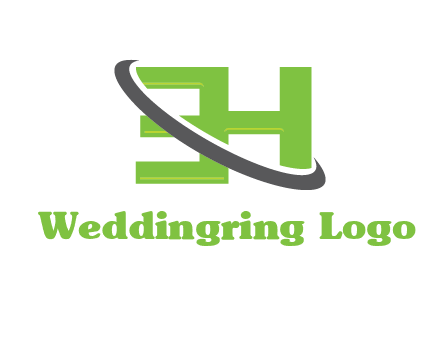 Swoosh around Letters EH logo