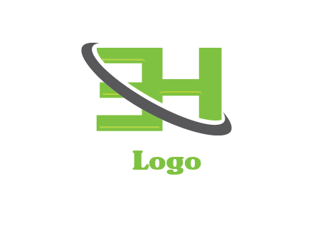 Swoosh around Letters EH logo