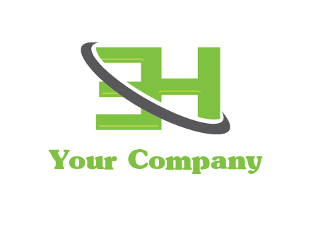 Swoosh around Letters EH logo