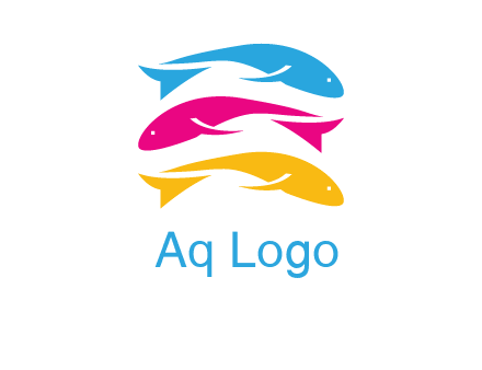 colorful fishes on top of each other printing logo