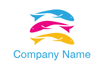 colorful fishes on top of each other printing logo