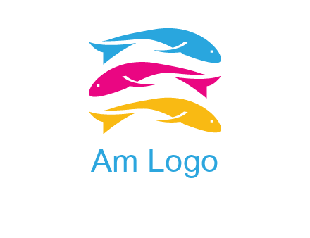 colorful fishes on top of each other printing logo