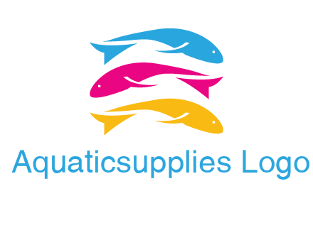 colorful fishes on top of each other printing logo