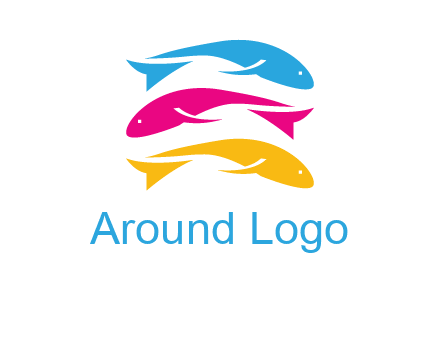 colorful fishes on top of each other printing logo