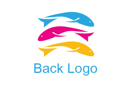colorful fishes on top of each other printing logo