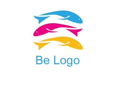 colorful fishes on top of each other printing logo