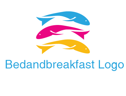 colorful fishes on top of each other printing logo
