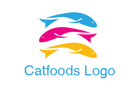 colorful fishes on top of each other printing logo