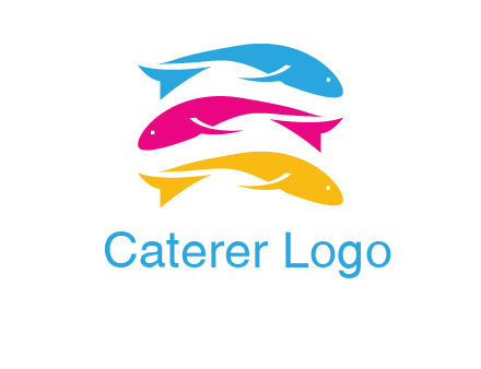 colorful fishes on top of each other printing logo